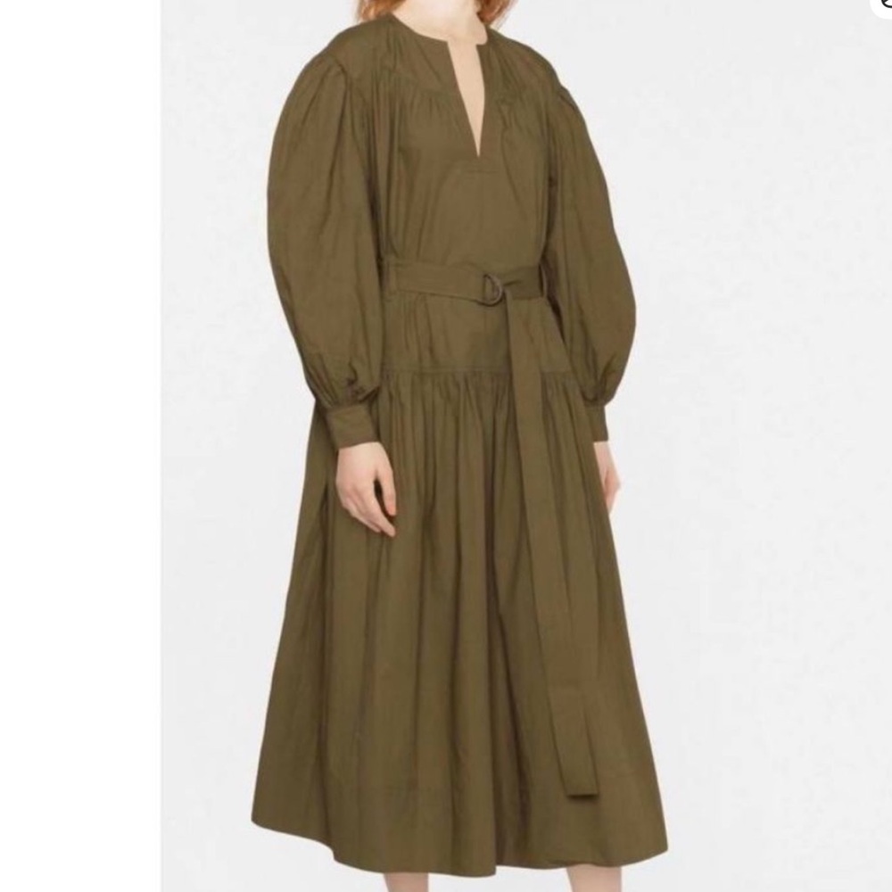 Ulla Johnson Belted Joyce Olive Midi Dress